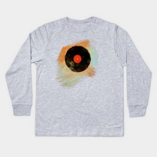 Vinyl Records Retro Music Oldies DJ Art with Paint Brushes Kids Long Sleeve T-Shirt